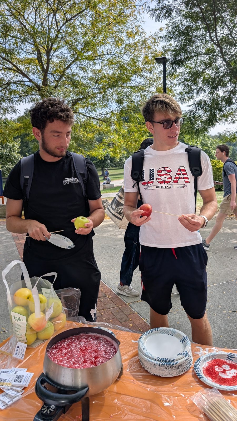 Apples and honey table on the SUNY New Paltz campus
