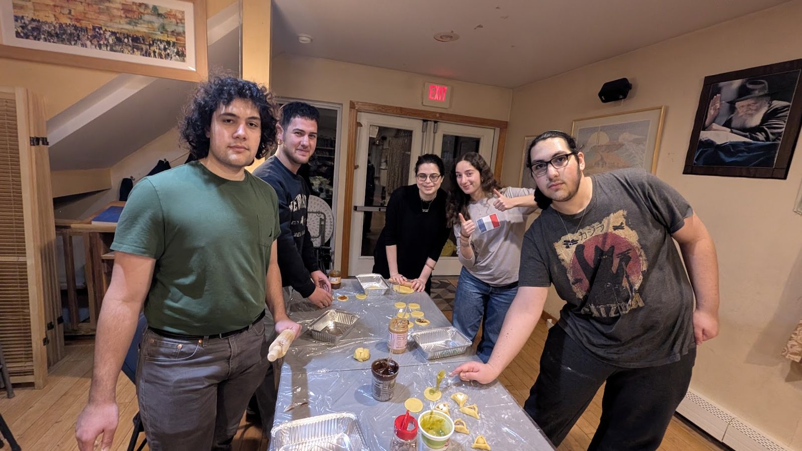 Students baking hamantashen